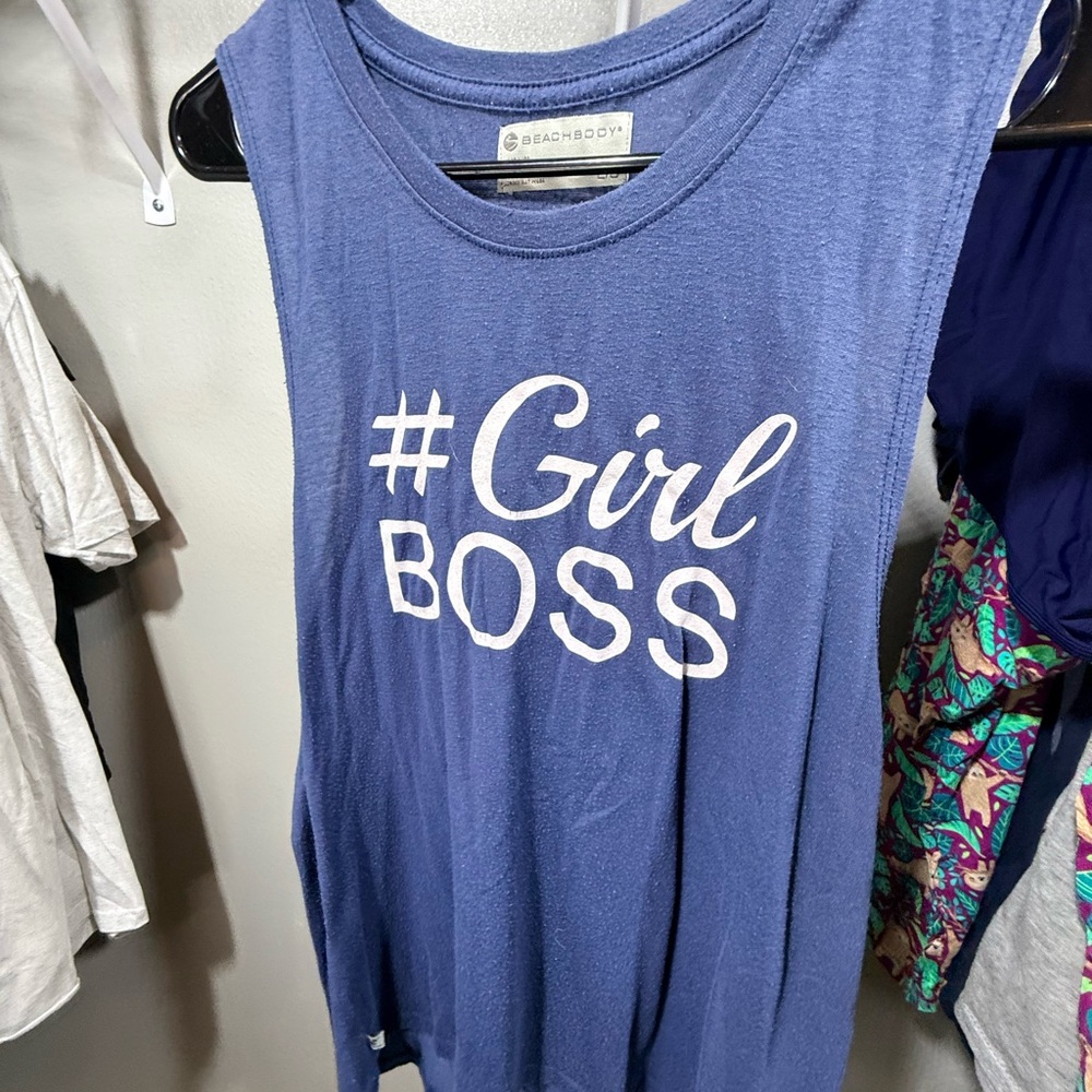 Beachbody #GirlBoss Muscle Tee Blue Sleeveless Tank Womens L